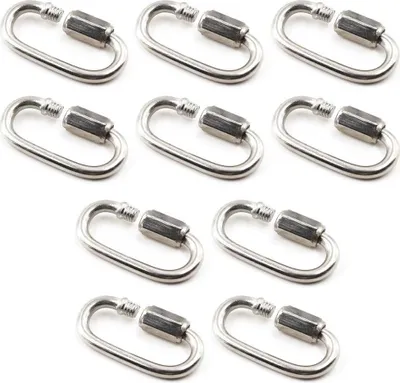 Produktbild von M6 D-förmige Schnellverbindungen aus 304 Edelstahl, schnelle Kettenreparatur-Glieder, Verschlussring (10 Stück)