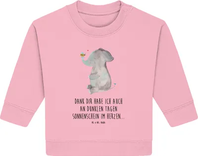 Produktbild von Mr. & Mrs. Panda Organic Baby Pullover Elefant Biene 24. - 36. Monat - Baumwolle Pink - Geschenk, Hochzeitsgeschenk, Liebesspruch, Liebe, Lustige Sprüche, Liebesbeweis