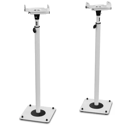 Produktbild von Zwei Lautsprecher Stative weiß Audio Monitor Ständer höhenverstellbar mit Kabelkanal Modell: LS-1W