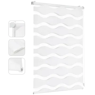 Produktbild von Doppelrollo Doppelrollo Wellen Duo-Rollo Klemmfix ohne Bohren Doppelrollo Welle 45x150cm Weiß