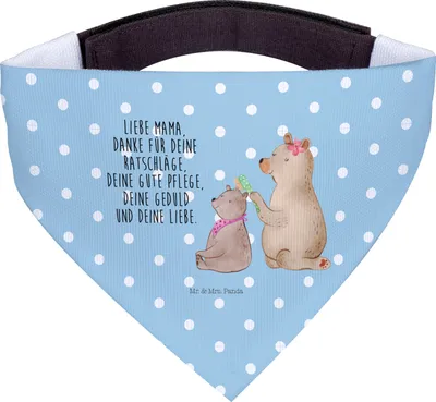 Produktbild von Mr. & Mrs. Panda Tuch Bär Kind - Blau Pastell - Geschenk, Halstuch Hund, Mom, Hunde-Halstuch, Mutter, Muttertag, Hunde, Familie