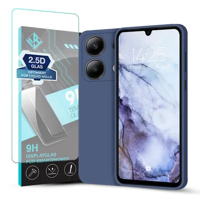 Produktbild von Hülle für Xiaomi Redmi Note 13 mit 9H Displayglas Displayschutz Case Cover Bumper Smartphone Softgrip Schutzhülle Farbe: Lavendelblau