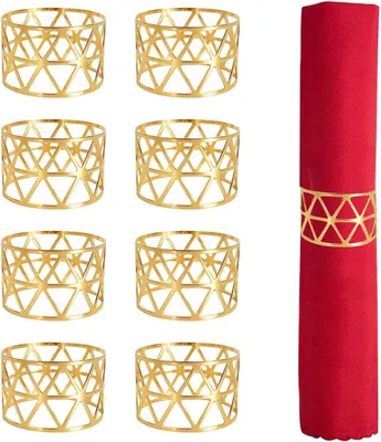 Produktbild von goldfarbene Serviettenringe aus Metall, perfekt für Weihnachten, Hochzeiten, Dinnerpartys und Tischdekorationen