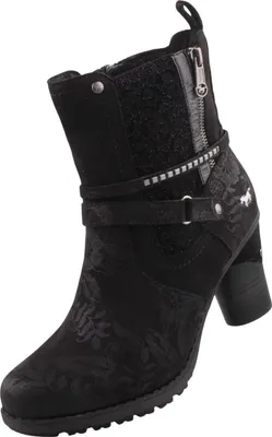 Auf dem Bild ist ein schwarzer Stiefel zu sehen der auf einer neutralen Unterlage präsentiert wird. Der Stiefel wird von der Seite dargestellt und zeigt eine robuste Sohle sowie ein einfaches Design.