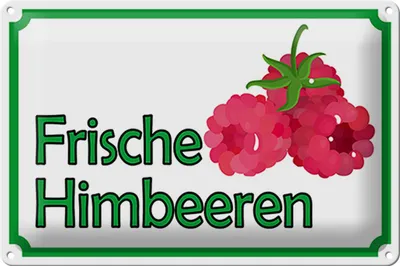 Produktbild von Blechschild Hinweis 30x20cm frische Himbeeren Hofladen