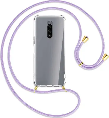 Produktbild von Handykette Backcover-Schutzhülle mit Band (Metall goldfarben) für Sony Xperia 1 - violett
