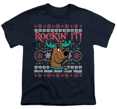 Produktbild von Scooby Doo - "Rockin´ It Ugly" T-Shirt für Kinder, weihnachtliches Design TV37315 (116) (Marine)