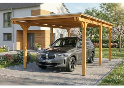 Produktbild von Einzelcarport SKAN HOLZ Emsland inkl. Pfostenanker 340 x 604 cm eiche hell