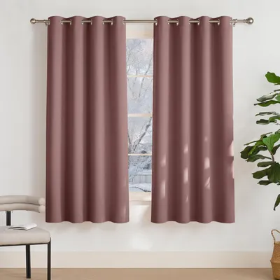 Image de Rideaux occultants pour chambre d'enfant, couleur rose pâle, dimensions 160 cm de hauteur x 140 cm de largeur (lot de 2)