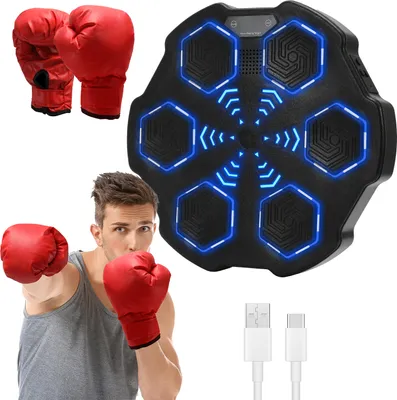 Image de TolleTour Machine de boxe avec musique, équipement d'entraînement de boxe avec gants de boxe avec 9 vitesses pour l'entraînement à domicile/la boxe
