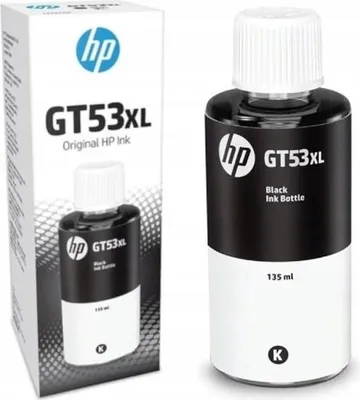 Zdjęcie produktu dla HP Butelka z oryginalnym czarnym atramentem GT53XL 135 ml, Czarny, HP, HP Smart Tank 502, 514, 515, 516, 517, 519, 532, 559, 570, 615, 617, 651, 6000 stron(y), Wysoka (XL) wydajność, Malezja