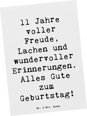 Produktbild von Mr. & Mrs. Panda Ansichtskarte Spruch 11. Geburtstag - Weiß - Geschenk, Geburtstagsfeier, Meilenstein, 11 Jahre, Glückwunsch, Alter, Grußkarte, Ansichtskarten, Liebe