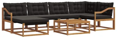 Produktbild von vidaXL Outdoor-Sofagarnitur mit Kissen 19 pcs Natürlich und Schwarz