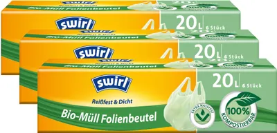 Produktbild von Swirl -Müll Folien-Beutel 20l mit Tragegriff 6stk./Rolle (3er Pack)