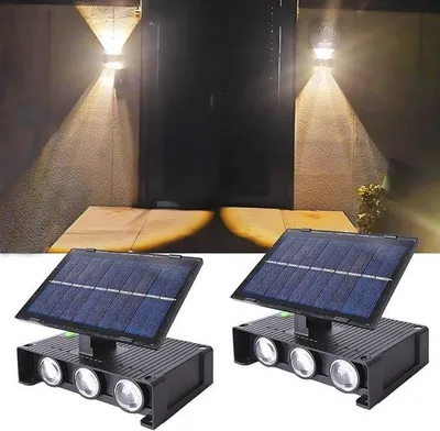 Obrázek produktu pro Solární venkovní nástěnná lampa se 6 teplými LED diodami a nastavitelným osvětlením