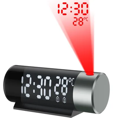 Image de Réveil projecteur - Réveil numérique - Projection pivotante 180° - Avec chargeur USB