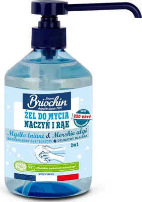 ŻEL DO MYCIA NACZYŃ I RĄK NA BAZIE MYDŁA LNIANEGO I ALG MORSKICH ECO 500 ml - BRIOCHIN