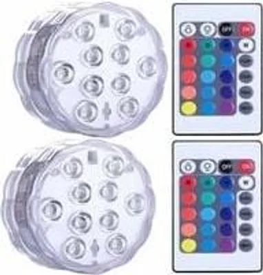 Produktbild von Spa-Beleuchtung, wasserdichte LED-Unterwasserleuchten für Whirlpools, Spas, Teiche, Unterwasser-LED-Leuchten mit 2 Fernbedienungen für Vasenfüße, Aquarien, Partys, Halloween und Heimdekorationen.