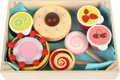 Produktbild von 360Home Holzkiste mit Snacks und Spielzeug Lebensmittel aus Holz