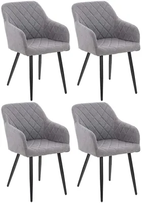 Produktbild von CLP 4er Set Esszimmerstuhl Shila Gesteppt grau Material Stoff