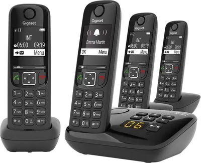 Obrázek produktu pro Gigaset AS690A Quattro, Analog/DECT telefon, Bezdrátové sluchátko, 100 pol., Černá