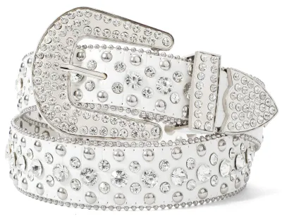 Produktbild von LEACOOLKEY Strass Gürtel für Damen Männer für Jeans,Western Cowgirl Nieten Punk