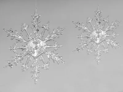 Produktbild von 2er Set winterlicher Deko Hänger Eiskristall H. 20cm + 30cm Acryl Formano W25