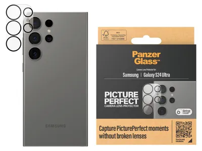 Obrázek produktu pro PanzerGlass ® PicturePerfect Camera Lens Protector Samsung Galaxy S24 Ultra, Samsung, Samsung - Galaxy S24 Ultra, Aplikace nasucho, Odolné proti poškrábání, Odolný proti nárazům, Průhledná, 1 kusů