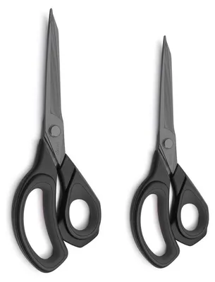 Schere 22+24 cm, Edelstahl, Schwarz, 2 Stück