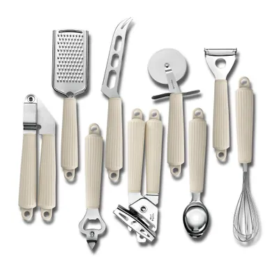 Produktbild von Küchenutensilien Set 9-teilig, Edelstahl Kochbesteck mit ergonomischem Griff, rutschfest & langlebig, Küchenzubehör für Alltag