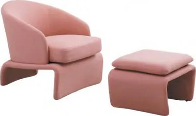 Image de Set Sessel und Hocker Club Lounge rosa Stoff im modernen Stil Wohnzimmer