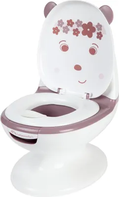 A baby potty shaped like a bear's face.