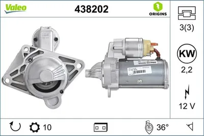 Image de Démarreur 12 V, 2,2 kW, 10 dents, VALEO, pour OPEL MOVANO, entre autres