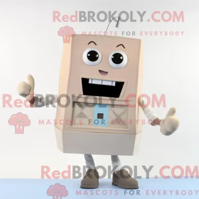 Productafbeelding van Mascottekarakter REDBROKOLY van een beige televisie gekleed met een korte broek en stropdassen
