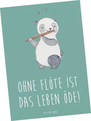 Produktbild von Mr. & Mrs. Panda Grußkarte Flöte Leben - Meeresbrise - Geschenk, Melodie, Postkarte, Musiker, Ansichtskarte, Kunstkarten, Flötist, Musik, Postkarten, Instrument, Lernen