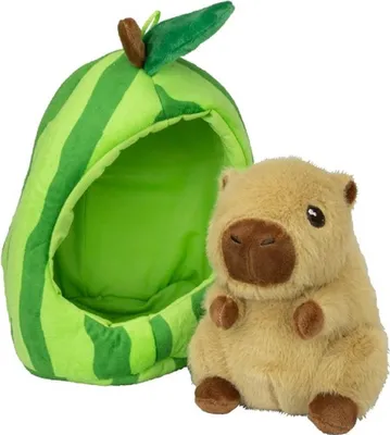 Produktbild von Capybara Plüschtier Kuscheltier 18cm im Früchte-Versteck braun Wassermelone