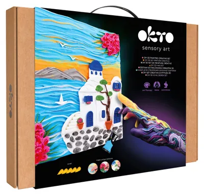 Produktbild von 3D-Mal-Set mit Leichtton, 30 × 40 cm – Santorini