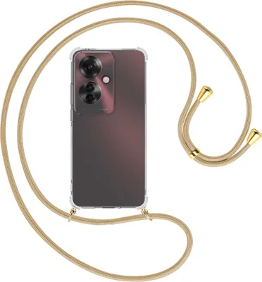 Produktbild von Handykette Backcover-Schutzhülle mit Band (Metall goldfarben) für Oppo Reno11 F 5G - caramel