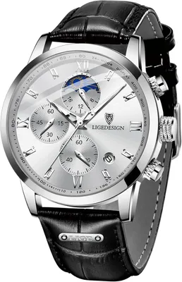 Produktbild von Herren Armbanduhr Analog Quarz mit Kalender Silberzeiger Edelstahl Gitterband 3ATM wasserdicht Luxus Freizeit Business Outdoor Uhr