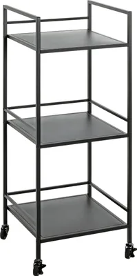 Produktbild von HAKU Beistelltisch Regal auf Rollen Servierwagen schwarz - Metall, B/H/T: 35x92x35 cm