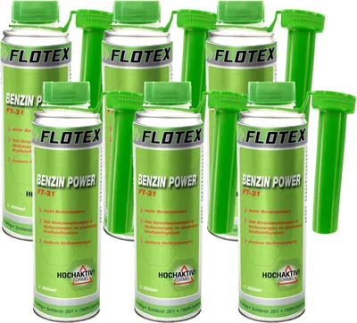 Produktbild von Flotex Benzin Power, 6x 250ml Additiv verbessert Verbrennung, erhöht Benzinpower