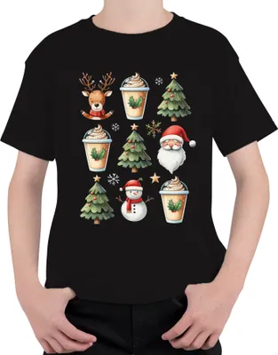 Produktbild von Rentier Kaffee Weihnachtsoutfit - Weihnachten Weihnachtsgeschenk Christmas Uni Kinder T-Shirt, Schwarz, 128