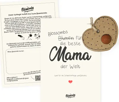 Produktbild von Grußkarte mit Samenbombe-Anhänger - Wildblumensamen Samen Bienenweide - Muttertag Geschenke - Die Beste Mama der Welt