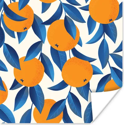 Produktbild von MuchoWow® Poster Orange - Blau - Design 30x30 cm - Wandposter - Printing