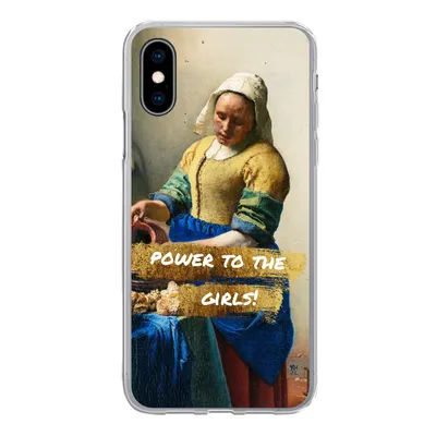 Produktbild von MuchoWow® Handyhülle Schutzhülle Hülle für iPhone X Milchmädchen - Gold - Zitate - Gemälde - Alte Meister Silikon Softcase Handy Hülle - Handyhülle