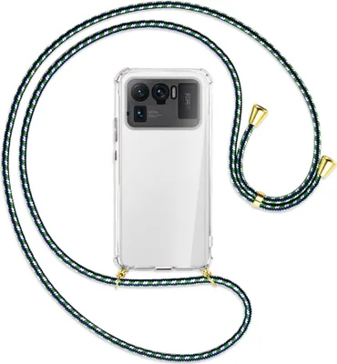 Produktbild von Handykette Backcover-Schutzhülle mit Band (Metall goldfarben) für Xiaomi Mi 11 Ultra - grün/blau/weiß