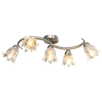 Immagine prodotto di Lampadario con Paralumi in Vetro per 5 Lampadine E14 Tulipano