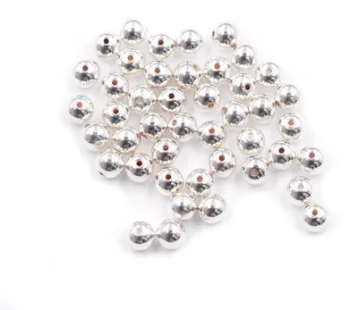 Messingperlen 100 Stück, Silber, 8 mm für Schmuck