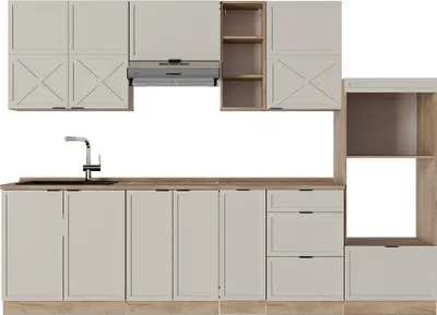 Produktbild von Küchenzeile Vicco Fame-Line GrauBeige/Goldkraft Eiche 280 cm , AP Eiche, Model 50522
