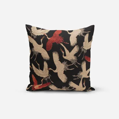 Produktbild von SCHÖNER LEBEN. Kissenhülle GobelCranebird Paradise Kraniche schwarz b Größe 80x80cm (HxB) 80x80cm (HxB) Größe